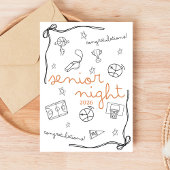 Basketball Senior Night custom year doodle design Kaart