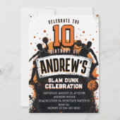 Basketball Slam Dunk Invitation de fête d'annivers (Devant)
