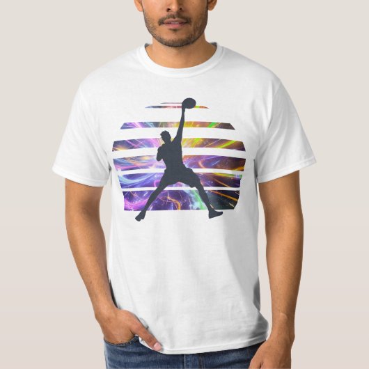Basketball Slam Dunk Silhouette | Zonsondergang gl T-shirt (Voorkant)