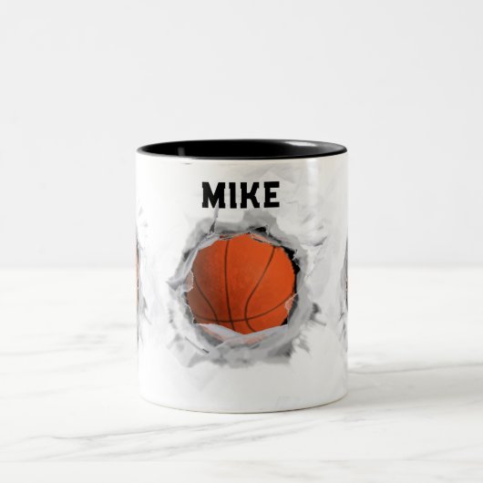 Basketball Slam Dunk Tweekleurige Koffiemok (Center)