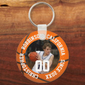 Basketball sleutelhanger met foto- en spelerinfo (Voorkant)