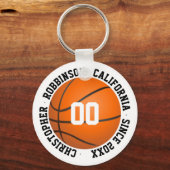 Basketball sleutelhanger met spelernummernaam (Voorkant)