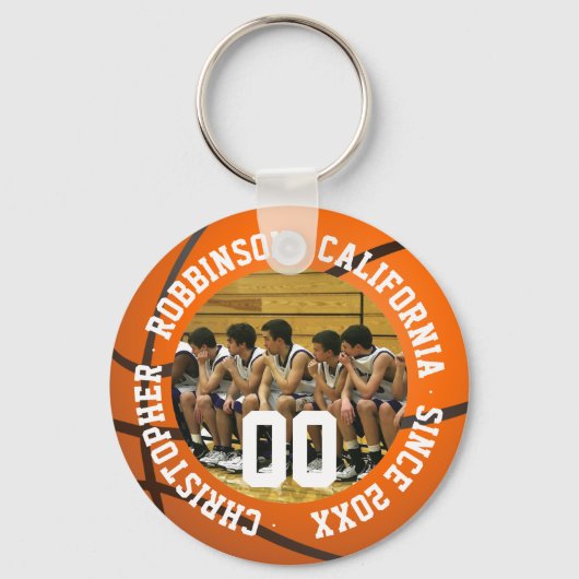 Basketball sleutelhanger met teamfoto (Voorkant)