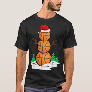 Basketball Snowman blaast kerstcadeau voor mannen T-shirt