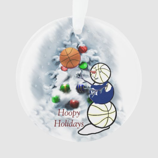 Basketball Snowman Kerstmis Ornament (voorkant)