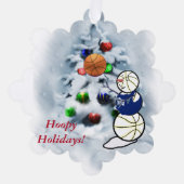 Basketball Snowman Kerstmis Ornament Kaart (Voorkant)