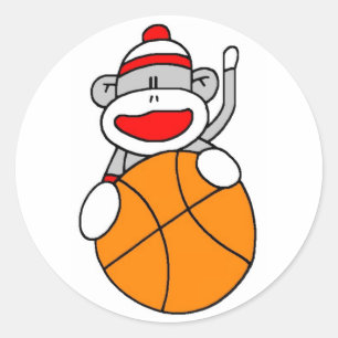 Basketball Socket Monkey Ronde Sticker