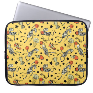 Basketball-spel naadloos met schattig doedelen laptop sleeve