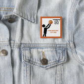 Basketball-speler met ball custom vierkante button 5,1 cm (In situ)
