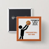 Basketball-speler met ball custom vierkante button 5,1 cm (Voorkant /achterkant)