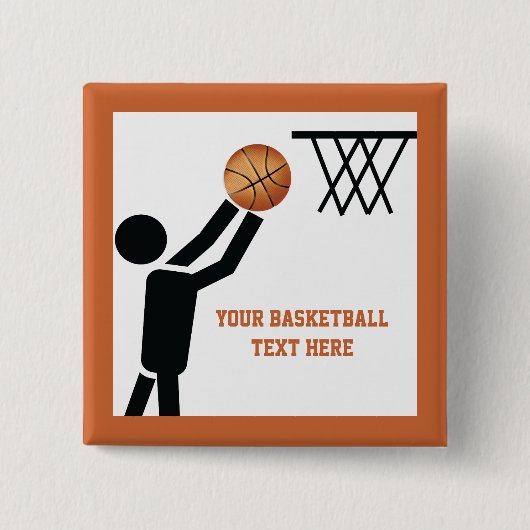 Basketball-speler met ball custom vierkante button 5,1 cm (Voorkant)