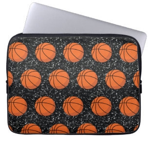 Basketball Sport Ball Elegant Black Glitter Laptop Sleeve