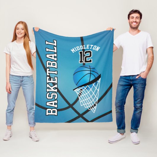 Basketball 🏀 Sport Design in Baby Blue Fleece Deken (In situ)