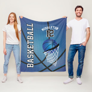 Basketball 🏀 Sport Design in Blue Fleece Deken