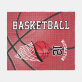 Basketball 🏀 Sport Design in Red Fleece Deken (Voorkant (Horizontaal))
