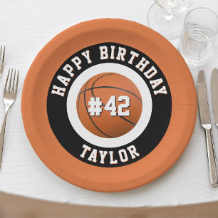 Basketball Sport Team Player Naam Happy Birthday Papieren Bordje