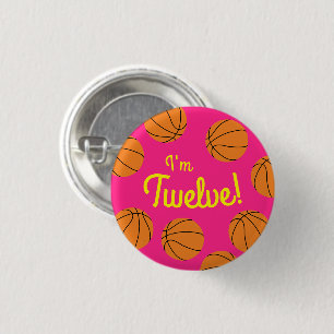 Basketball Sportpartij Birthday Pink Ronde Button 3,2 Cm