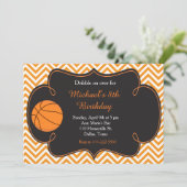 Basketball Sports Oranje Birthday Kaart (Staand voorkant)