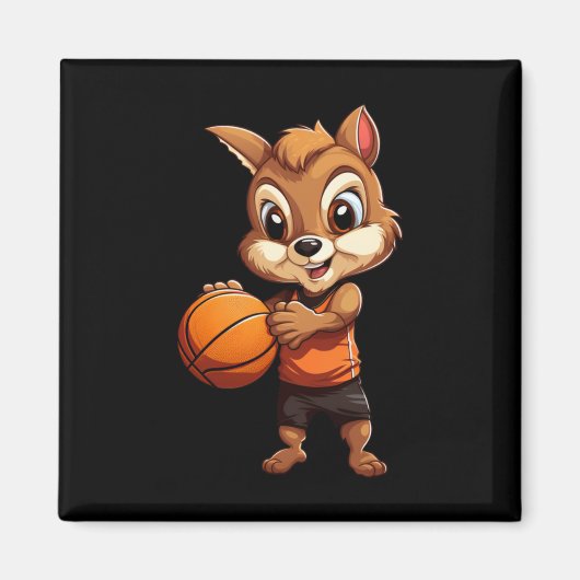 Basketball Squirrel Magneet (Voorkant)