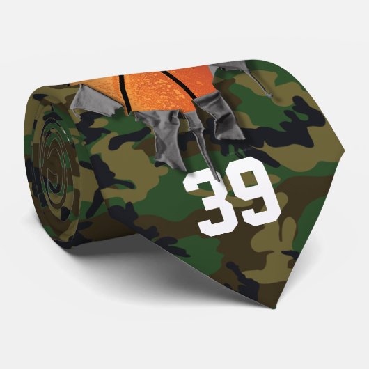 Basketball-Stropdas (camo/gepersonaliseerd) Stropdas (Opgerold)