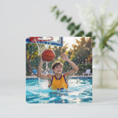 Basketball Swimming Pool Birthday Party Kaart (Staand voorkant)