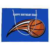 Basketball Swoosh Blue Birthday Groot Cadeauzakje (Achterkant)