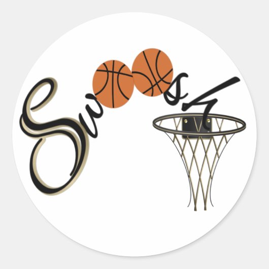 Basketball Swoosh Ronde Sticker (Voorkant)