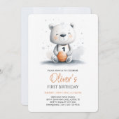 Basketball Teddy Bear Invitation d'anniversaire pr (Devant / Derrière)