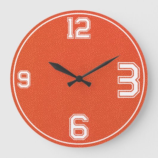 Basketball Textured Sports Clock Grote Klok (Voorkant)