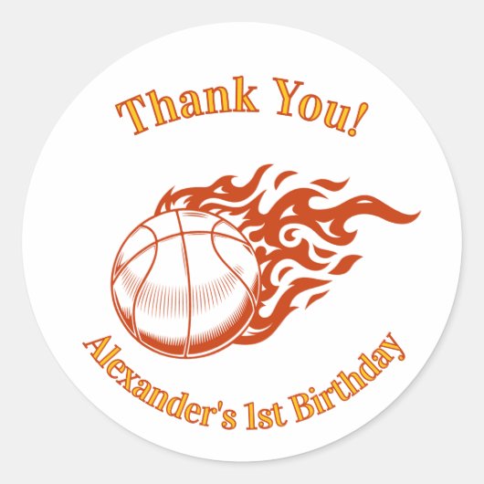Basketball themed thank you stickers (Voorkant)