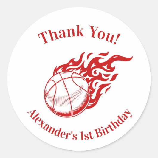 Basketball themed thank you stickers 2 (Voorkant)