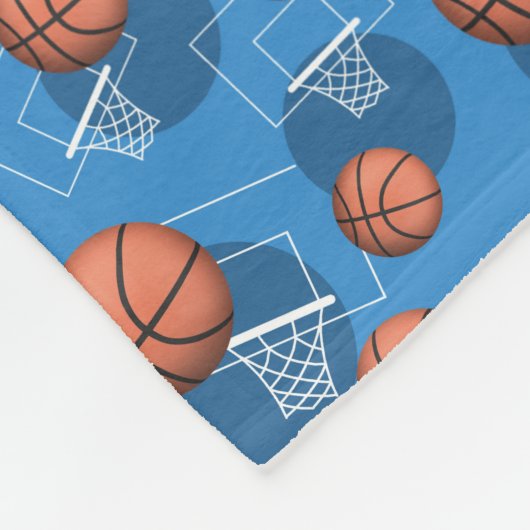 Basketball Thlege Pattern Blue Fleece Blanket (Hoek)