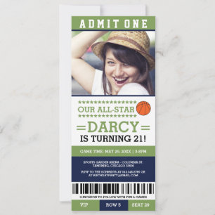 Basketball Ticket Birthday Invites Kaart