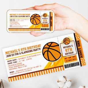Basketball Ticket Pass Birthday Uitnodiging