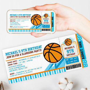 Basketball Ticket Pass Birthday Uitnodiging
