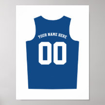 Basketball Uniform Poster Personaliseer Blauw