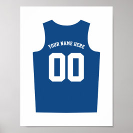 Basketball Uniform Poster Personaliseer Blauw