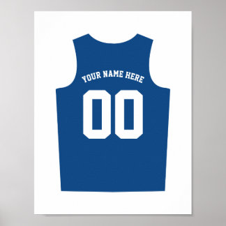 Basketball Uniform Poster Personaliseer Blauw