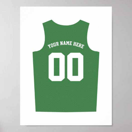 Basketball Uniform Poster personaliseer donkergroe (Voorkant)