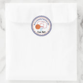 Basketball Valentijns School Persoonlijke naam Ronde Sticker (Tas)