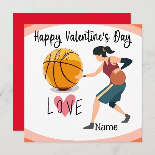 Basketball Valentijnsdag van Player met liefde Kaart (Voorkant / Achterkant)
