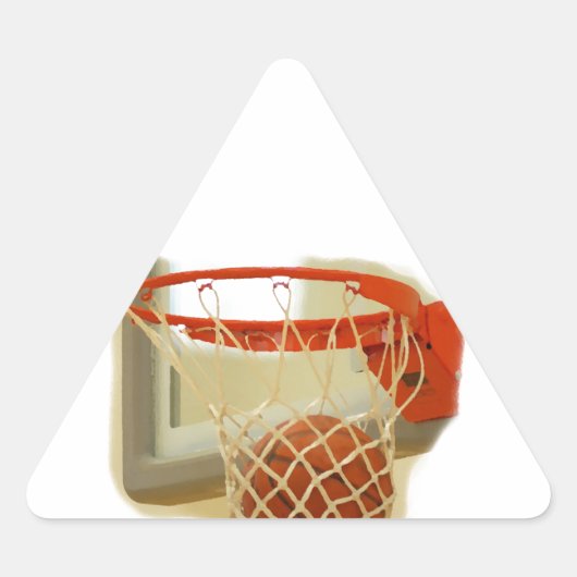 Basketball valt door een hoepel driehoek sticker (Voorkant)