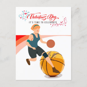 Basketball voor Valentijnsdag met liefde Feestdagenkaart