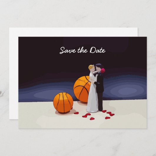 Basketball Weddenschap Sparen de Datum met bruideg Kaart (Voorkant / Achterkant)