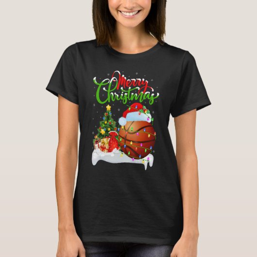 Basketball Xmas Decorations Santa Basketball Chr T-shirt (Voorkant)