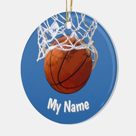Basketball Your Name Custom Steel Blue Background Keramisch Ornament (Links)
