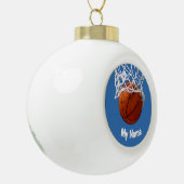 Basketball Your Name Custom Steel Blue Background Keramische Bal Ornament (Links)