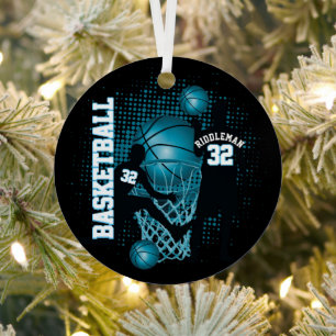 Basketball 🏀 - zwart en babyblauw metalen ornament