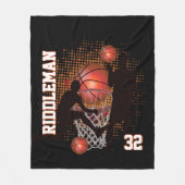 Basketball - zwart en Oranje Fleece Deken (Voorkant)