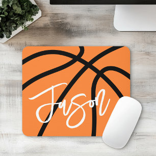 Basketball zwarte oranje douanenaam muismat